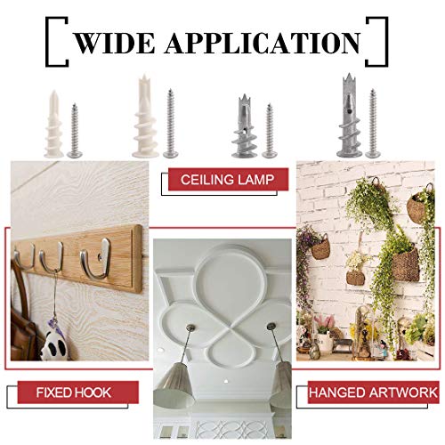 Hilitchi 160-Pieces Large/Small Zinc Plastic Self Drilling Drywall Hollow-Wall Anchor Assortment Kit