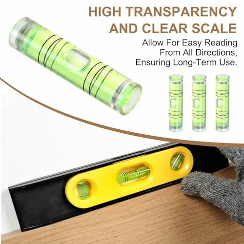 HARFINGTON 15pcs Small Cylindrical Bubble Level Vials 22.5x8mm PMMA Mini Horizontal Bubble Spirit Level Measuring Layout Tools for RV TV Picture Frame Hanging Tool Leveler - size: 22.5x8mm