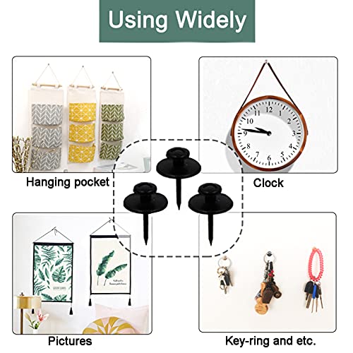 50 PCS Push Pins Picture Hangers Wall Hooks, Double Headed Thumb Tacks for Wall Hangings, Renter Friendly Decor Small Picture Frame Hangers for Drywall Cork Board Home Office Photo Decorations(Black) - style: Black