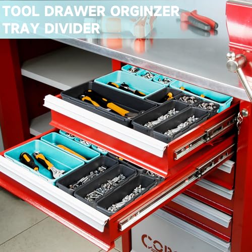 Tool Box Organizer Tray, 60 PCS & 5 Sizes, Black and Sky Blue - color: Black & Sky Blue: 60 PCS