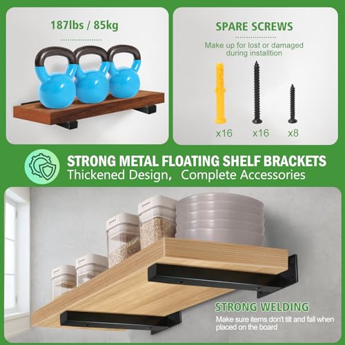 10 Inch Floating Shelf Brackets Heavy Duty, Square Shelving Brackets, Metal Floating Shelf Supports, Black Wall Mount Brackets 4 Pack - size: 10 Inch
