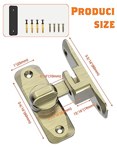 90/180 Degree Barn Door Latch Lock with Spacer, Bronze, 2 Pack - color: Bronze-2Pcs