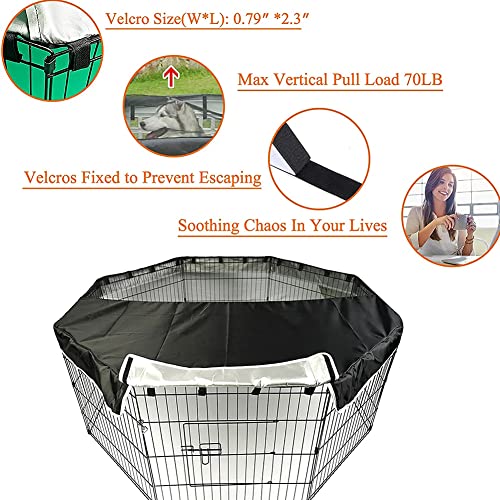 PJYuCien Playpen Top Cover for 24'' Width 8 Panel Pen, Black - color: Only Black Top Cover, Adhesive Tape Connections