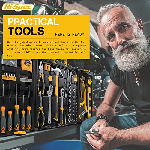 Hi-Spec Home Garage Mechanics DIY Tool Kit Handyman Auto Car with Toolbox - size: 126 PCS