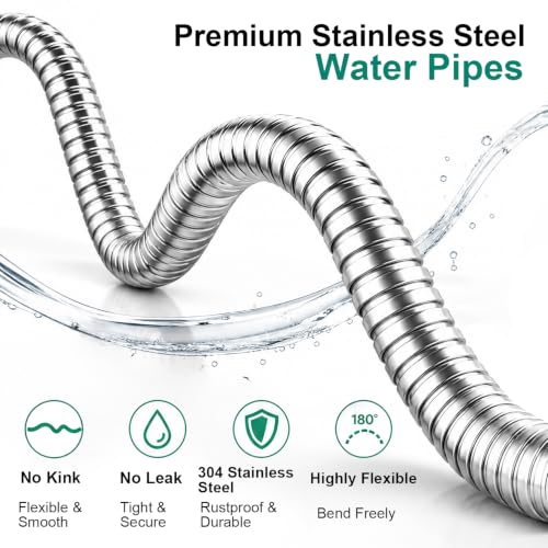 Short Metal Garden Hose Connector 3FT, Stainless Steel Small Hose Extension Adapter for Hose Reel, Flexible, Lightweight & Heavy Duty Water Pipe, No Kinking Outdoor Water Hose for Yard - size: 3FT