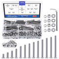 Glarks 260Pcs 13 Size M6 304 Stainless Steel Button Head Screws Hex Socket Cap Screws Bolts and Nuts Washers Assortment Kit with Hex Wrench for Machinery Furniture Car Repair - size: M6 screw assortment kit
