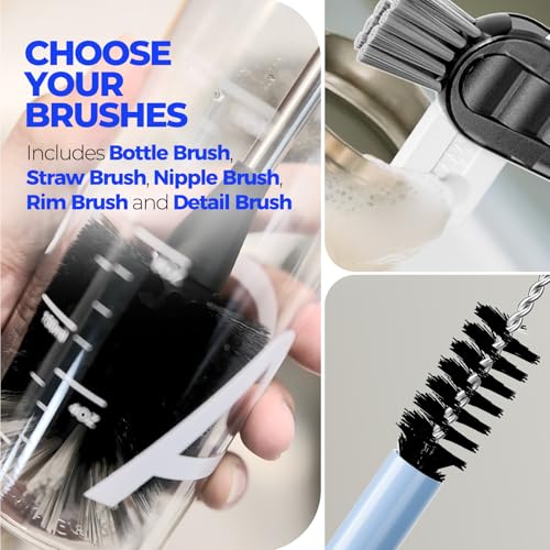 Holikme 6 Pack Bottle Brush 14" Stainless Steel Straw Cleaner Brush,Black - color: Black, size: 6Pack