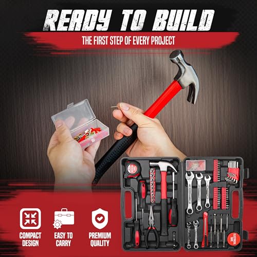148-Piece Household Tool Kit with Sturdy Case – Carbon Steel Hand Tool Set for Home Repair, Apartment & Garage – DIY Toolbox for Men, Women & Beginners