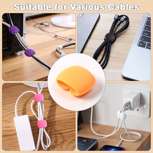 20-Pack Cable Storage and Organizer Clips – Versatile Wire & Charging Cable Management for Travel, Desk, and Home – Secure and Tidy Data Cable Holders – Black - color: Black