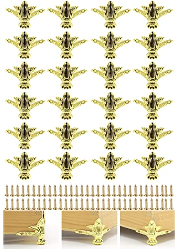 24 PCS Antique Brass Box Metal Feet Legs for Small Wood Jewelry Crafts Case - color: Gold