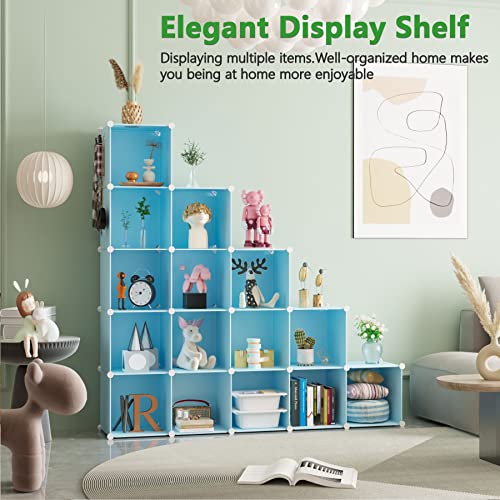 C&AHOME 16 Cube Storage Organizer Cube Shelves Units Storage Cubes, Blue - color: Blue