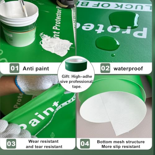 Carpet Floor Protection Film Heavy-Duty Temporary Painter Plastic Drop Cloth Painting Protector Roll No Cotton Construction Covering Waterproof 39" x 100' - size: H-001