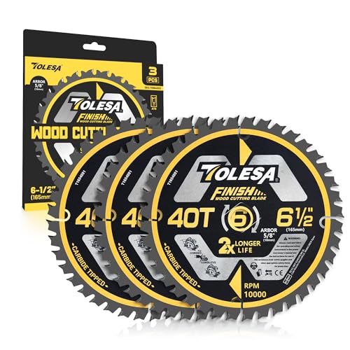 TOLESA 6 1/2 Circular Saw Blades, 40T for Wood and Plywood, 3-Pack - size: 6-1/2'', style: 40T