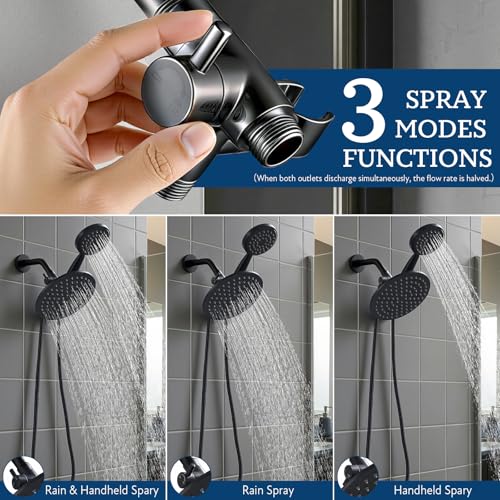 G-Promise Solid Metal Shower Head Diverter with Holder 3-Way - color: Matte Black