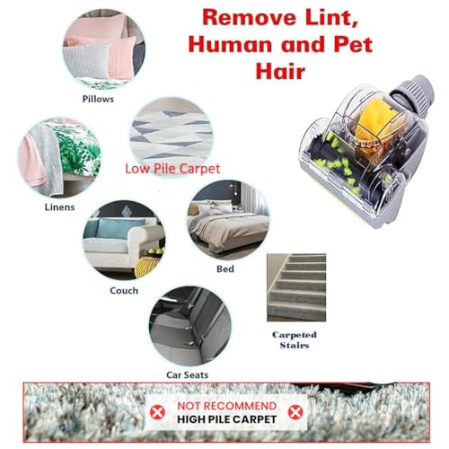 1-1/4'' Vacuum Turbo Brush Attachment for Pet Hair Removal – Fits Shop Vacs 1.25”(32mm) Hoses with Adapter– Air Driven Turbo Brush Compatible with Most Vacuum Cleaners Outer Diameter Hose 1-1/4