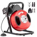 VEVOR Drain Cleaner Machine 50FT x 1/2 Inch, Manual Feed Sewer Snake Auger - with 4 Cutters & Air-activated Foot Switch for 2" to 4" Pipes - style: 50 FT x 1/2''