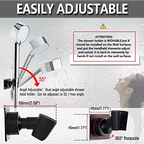 Shower Head Holder Adjustable Handheld Shower Head Bracket Adhesive Shower Wall Mount Holder Brass Shower Wand Holder Oil-Rubbed Bronze, Glue Installation - color: Bronze
