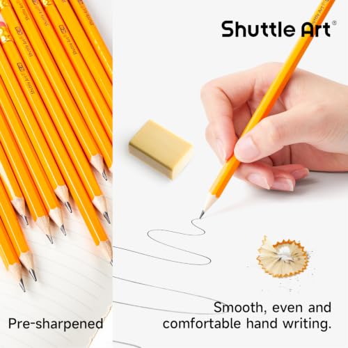 Shuttle Art 2000 Pack #2 HB Pencils Pre-Sharpened, Bulk Pencils with Erasers