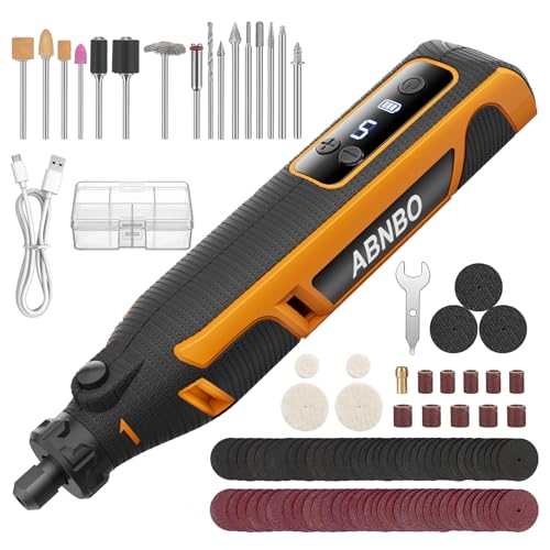 Mini Cordless Rotary Tool,5-Speed 30000RPM,Power Rotary Tool Kit 4V Type-C Charging with Digital Display, 100 Accessories for Sanding,Polishing,Engraving,Carving, DIY Crafts (Yellow) - color: Yellow