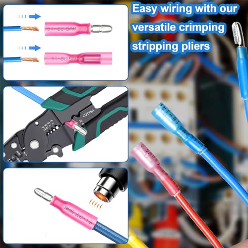 smseace 110PCS Heat Shrink Bullet Connectors Assortment Kit 22-10AWG Waterproof Bullet connectors Heat Shrink Female&Male Terminal for Automotive Boat Stereo Industrial Equipment - size: 110Pcs