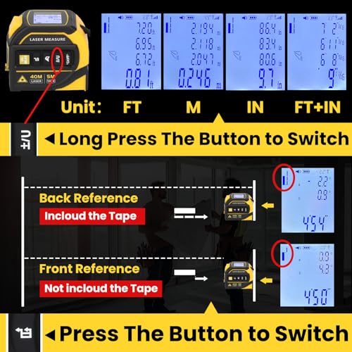 4-in-1 Laser Tape Measure with Crosshairs and Electrical Angle for Gifting