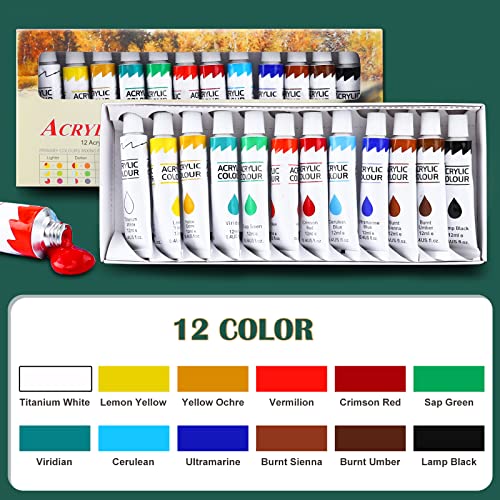 ESRICH Acrylic Paint Canvas Set, 52 PCS Painting Supplies Kit - color: 24Color, size: 52pack