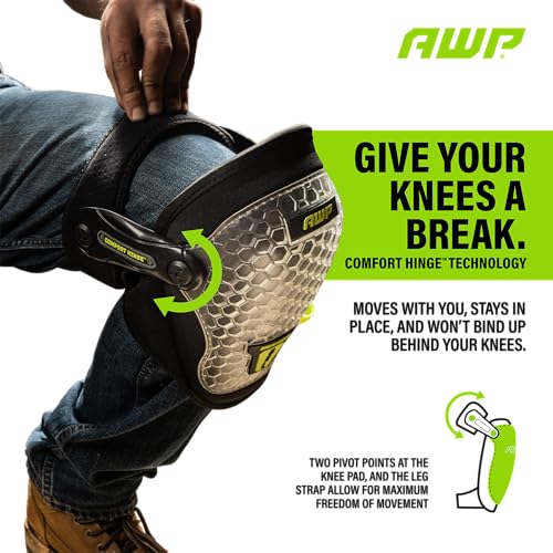 AWP Comfort Hinge Knee Pads, One Size, 1 Pair, Black - size: 1 Pair, style: Gel Pro Foam Padding Knee Pads