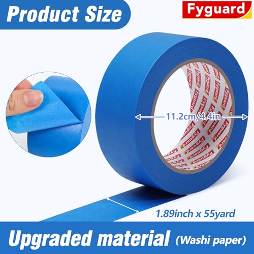 5 Rolls Painters Tape 2 Inch Wide Blue Painters Tape for Wall Painting - size: 5rolls/2in（L)