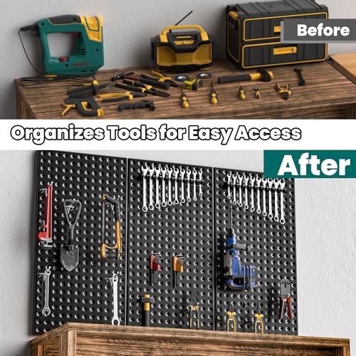 EVERHANGER Metal Pegboard Panels 24" x 12", Heavy Duty Peg Board for Garage - size: 4 Pack 24" x 12"