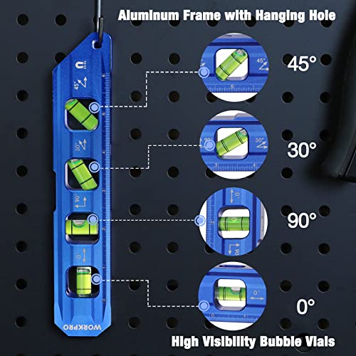 WORKPRO 8 Inch Magnetic Torpedo Level Conduit Bubble Level (Pack of 2) - size: 8inches (Pack of 2)