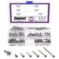 Swpeet 205Pcs #6 x 1/2" to 1-3/5" 304 Stainless Steel Phillips Truss Head Self Tapping Screws Phillips Cross Drive Wood Screws Sheet Metal Screws Assortment Kit for Sheet Metal, Wood, PVC Plastic - size: M3