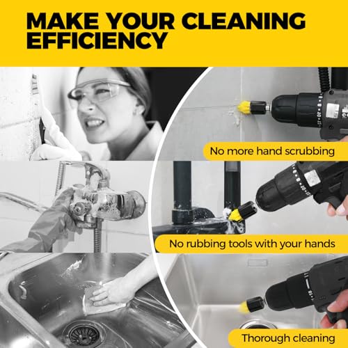 Holikme 6pcs Drill Brush Multi-Purpose & Grout Head,Crevice Cleaning Brush
