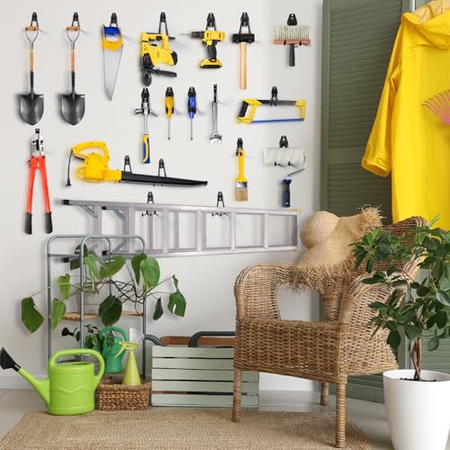 LANDNEOO Garage Hooks, 20-Pack Steel Garage Accessories for Organization and Storage, Heavy Wall Mount Duty Hooks with Anti-Slip Coating for Hanging Ladder, Bike, Power Tools and More Tools, Black