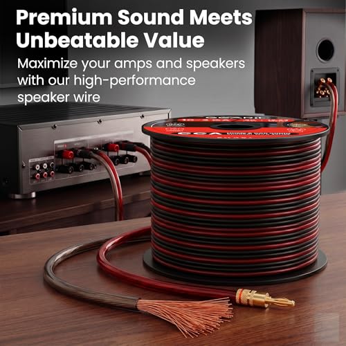 GEARit 12 Gauge Speaker Wire 100FT, 12/2 CCA Cable for Home Theater - color: Translucent Black/Red, size: 12AWG / 100 Feet