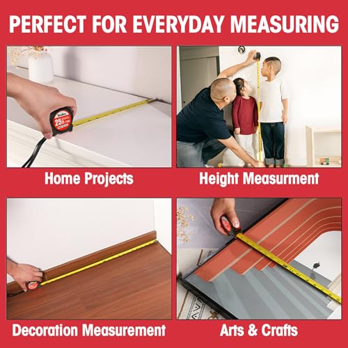 Tape Measure 25 ft, 5 Pack Bulk Easy Read Measurement Tape, Self-Locking Measuring Tape Retractable 1-Inch Wide x 25 ft - color: 5 Pack