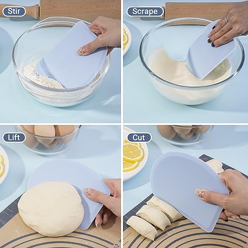 Silicone Dough Scraper with Metal Core Flexible Bowl Scraper Bread Baking - color: Blue