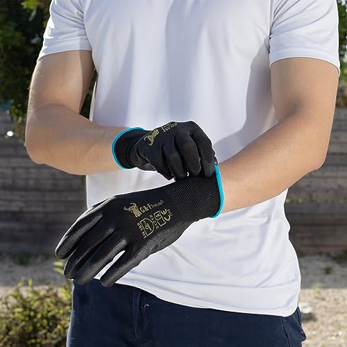 G & F Work Gloves for Men, Lightweight Grip, Polyurethane Coated, Touchscreen Compatible, Flexible & Breathable, Durable Construction, Ideal for Gardening, Mechanics, and General Duty Tasks, 12 Pairs - size: XX-Large
