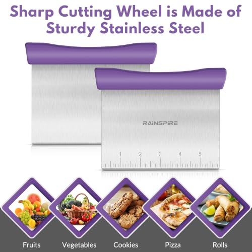 Multi-Purpose Stainless Steel Bench Scraper Dough Blender & Pastry Cutter - color: Purple
