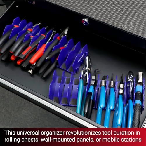 Plier Organizer & Rack (2-Pack, Blue) – 20-Slot Tool Storage for Toolbox Drawers – Non-Slip Rubber Base, Interlocking Modular Holders for Pliers, Cutters & Wrenches - size: 2 PC-Blue