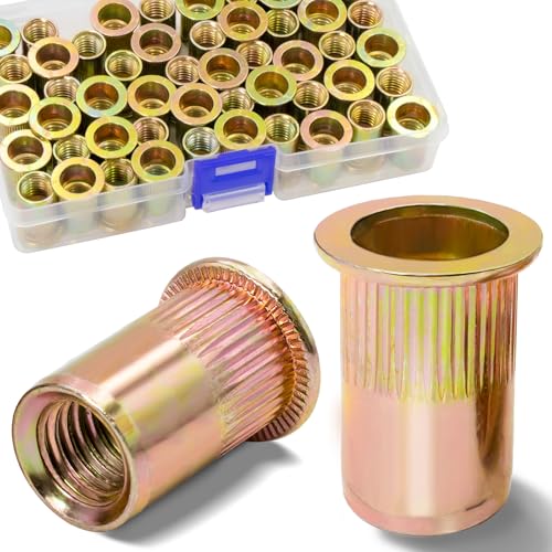 M10-1.5 Rivet Nut,50Pcs Zinc Plated Threaded Rivnuts Inserts - color: Yellow, size: Metric M10 - 50 Pcs