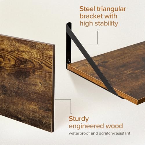 Acovy Deep Floating Shelves Wall Mounted, 24"x12" Brown Wood Shelves with Brackets Set of 2 for Bedroom, Living Room, Bathroom, Kitchen, Office - Storage & Display Shelf for Decor, Books, Plants - color: Rustic Brown, size: 24"Wx12"D-2pcs