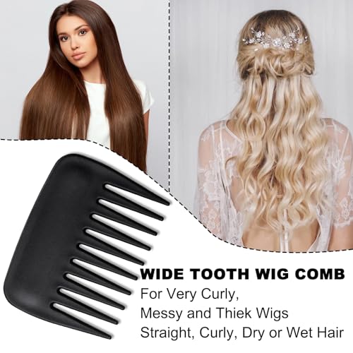 SIMPOR 3PCS Wig Brushes for Synthetic, Wig Brush Comb Set for Human Wigs - color: Black - 3 Pcs