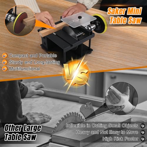 Mini Table Saw, 100W Portable Small Desktop Electric Saw, Speed & Angle Adjustable 30MM Cutting Depth, Precision Hobby TableSaw with Belt Sander for Wood Craft, Woodworking, Model Making
