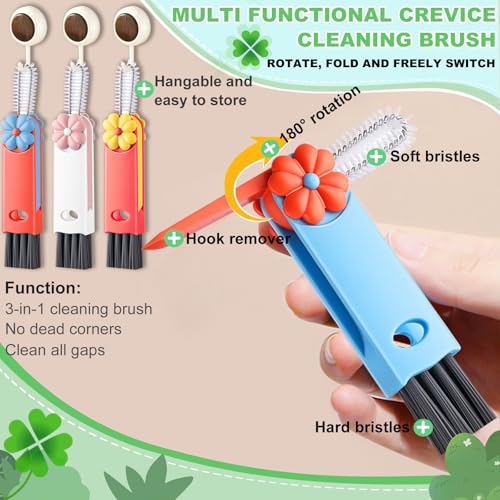 3 in 1 Cup Lid Cleaning Brush, Multifunctional Gap Cleaning Brush, Home Kitchen Crevice Brush, Portable Bottle Cleaner Brush for Cleaning Tight Spaces, Bottle Gaps, Travel Mug Caps(4 PCS) - color: Blue, Orange, Pink, Red(4pcs)