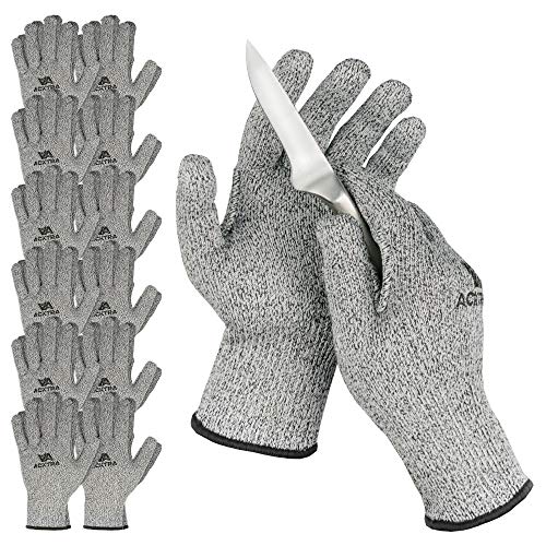ACKTRA Level 5 Cut Resistant Safety WORK GLOVES, 12 pairs - size: Medium (Pack of 12), style: No Coating