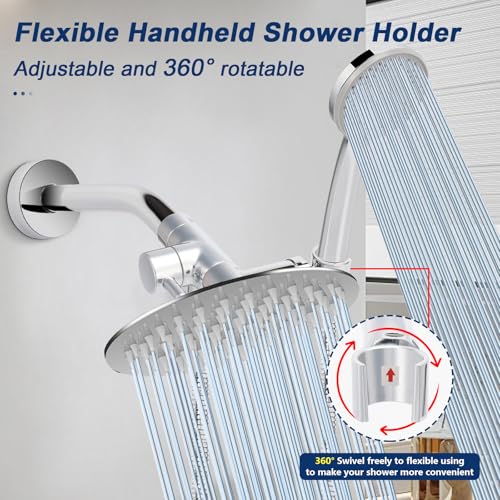 NearMoon Solid Brass Shower Arm Diverter with Handheld Mount, G1/2 3-Way Diverter Valve with Holder Bathroom Universal System Replacement Part for Hand and Fixed Shower Head (Chrome Finish) - color: Chrome Finish