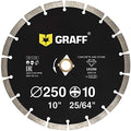 10 Inch Diamond Blade for Angle Grinder — Diamond Cutting Wheel for Cutting Stone, Marble, Granite, Brick, Masonry, Paving Flag, Concrete — Diamond Saw Blades Segment Height 0.394” (10 mm) — GRAFF - size: Ø 10 Inch Segment, style: Diamond Segment Blades