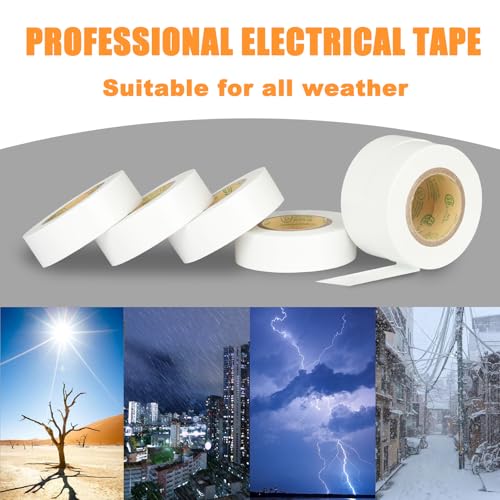 White Electrical Tape, UL Approved, 0.7in x 33ft, 9 Pack - color: White
