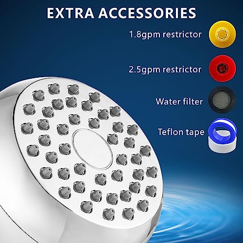High Pressure Shower Head - Powerful Bathroom Pressure Boosting Showerhead - Perfect Universal Replacement for Rain Shower Heads(Chrome) - color: Chrome