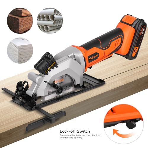 Yunirvana Mini Circular Saw, 20V 3400RPM Professional Cordless Circular Saw - style: 2.0Ah Circular Saw
